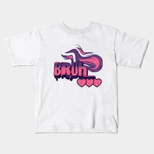 BRUH - Funny, Sarcastic Saying with Flames and Hearts Kids T-Shirt